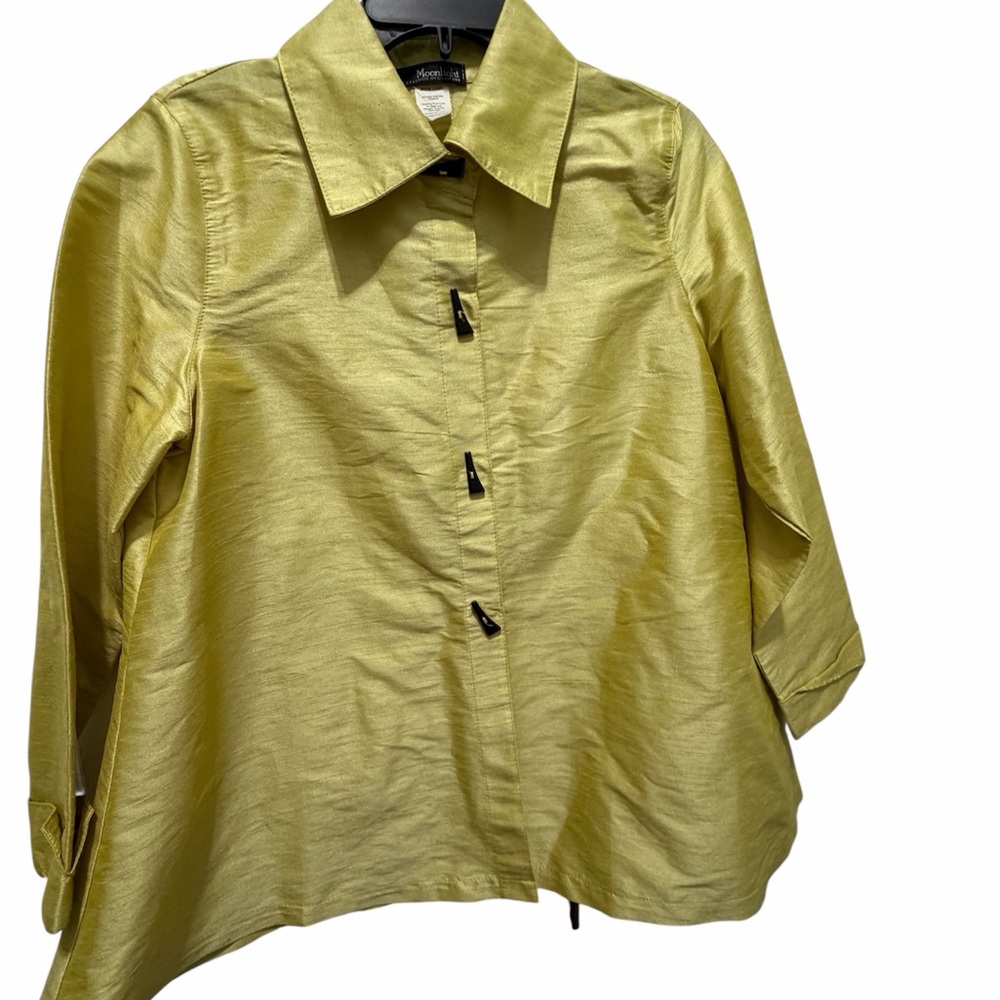 Moonlight lemon Yellow Silk Blend Shirt jacket size medium